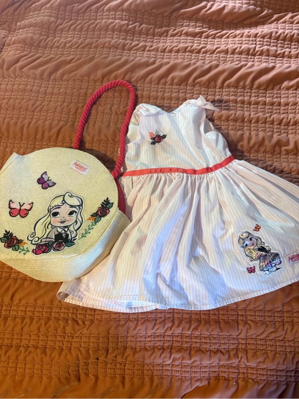 Disney parks sleeping beauty little animators dress and matching bag size 2t